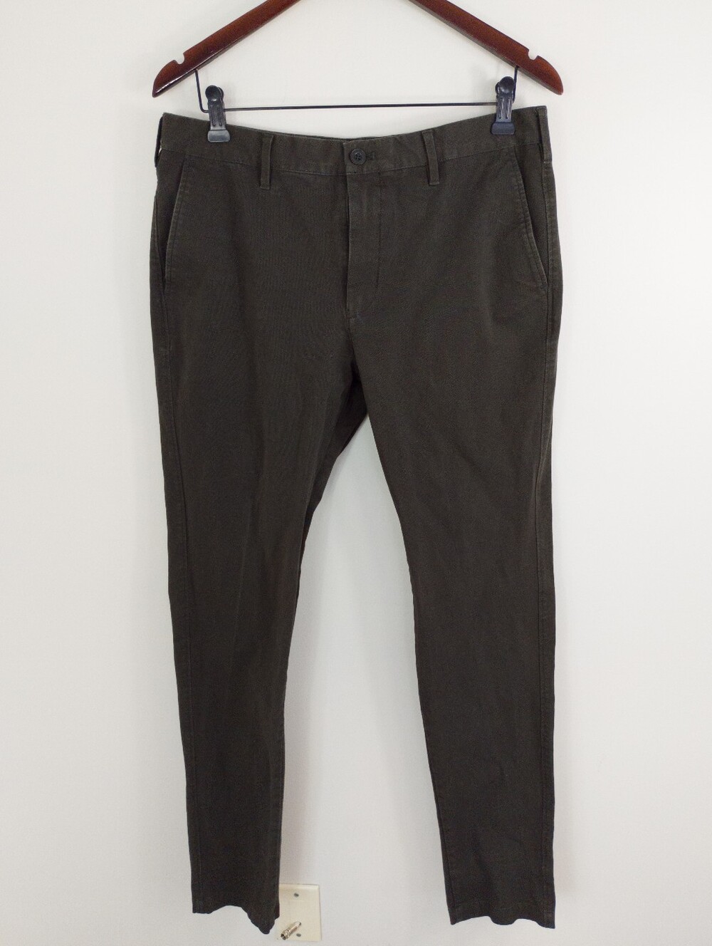 Uniqlo Smart Ankle Olive Green Stretch Chino Pants Size 32